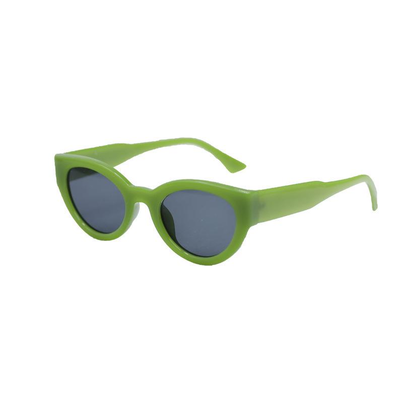 Green Frame Brown Sunglasses For Women'S High-End Sense Of Tide, Big Face And Thin Sunglasses -
