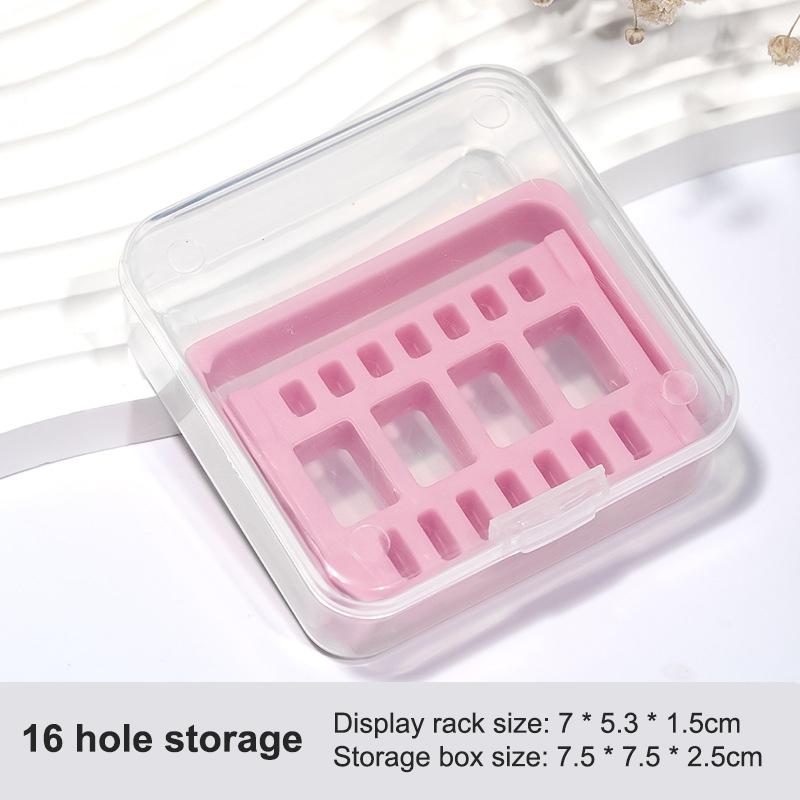 

Ящик для хранения насадок для полировки ногтей с 16 отверстиями, портативный, фронтальный, пылезащитный, откидной, ящик для хранения маникюрных инструментов розовый