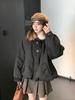 Real shot American retro fur collar cotton clothes women's autumn and winter loose college style design niche thickened coat