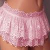 Women Skirt Panties Lace Triangle Underpants Low Waist Floral Embroidery Ruffle Briefs Bedroom Sex Clothes for Honeymoon Wedding Night