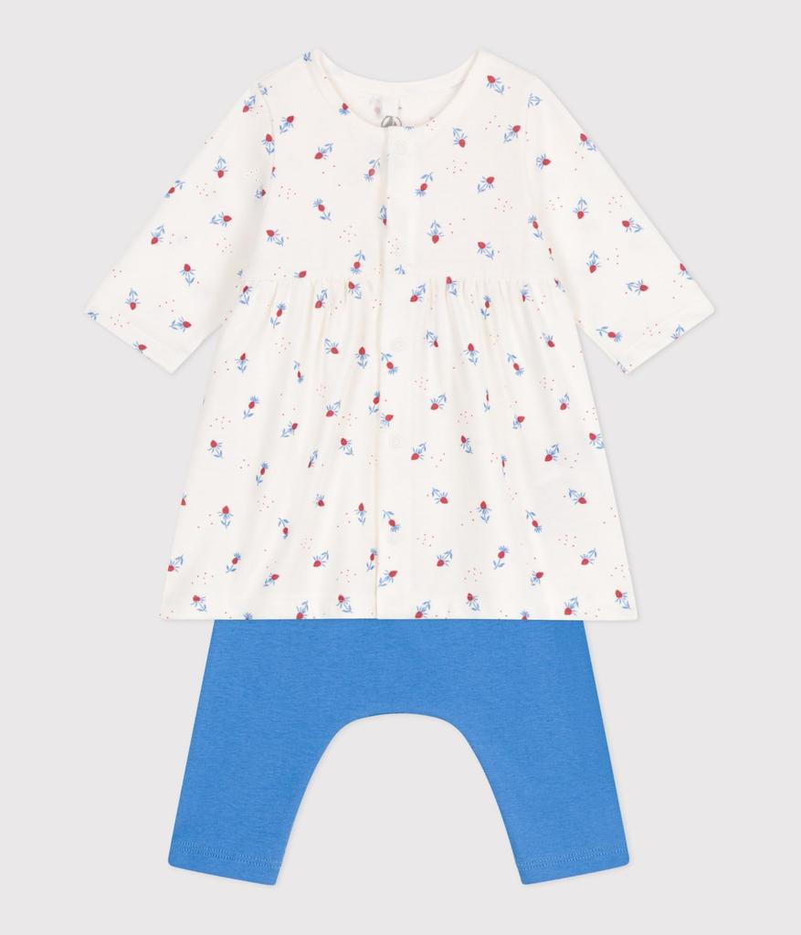 Dress Leggings Set A0DC9 18 Months 81cm [Petit Bateau] + Off-white/Multicolor