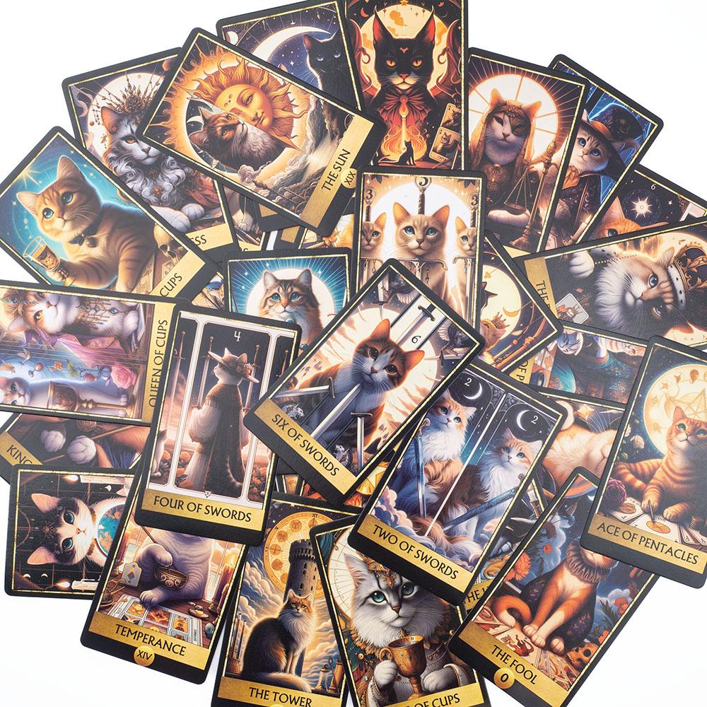 Cat Tarot 78 Card Deck English Version Board Game Divination Tools for Fun Fortune Telling Cards