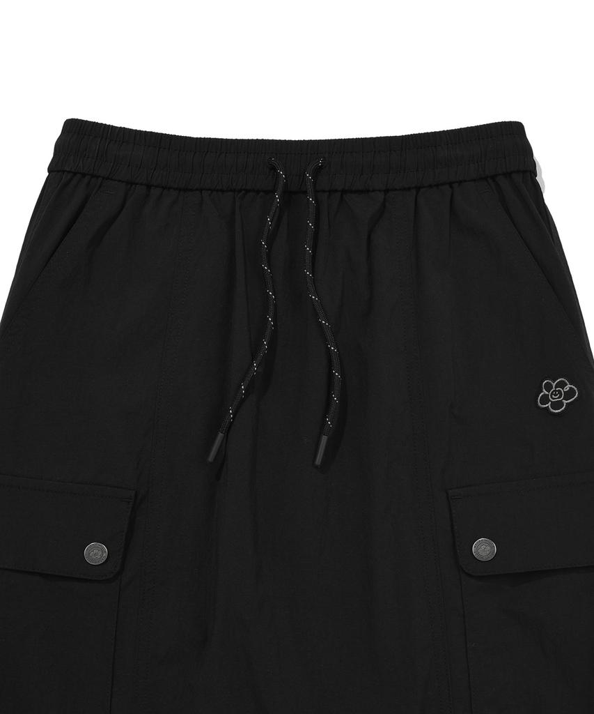 WACKY WILLY Women'S Nylon Cargo Long Skirt Black