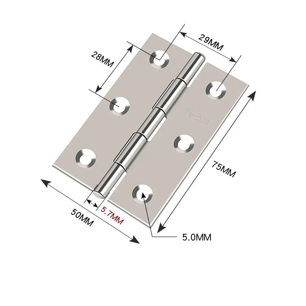 10 PCS 3inch Door Hinge Stainless Steel Flat Hinges Window Cabinet Hinges Door Connector Bookcase Wooden Box Furniture Hardware