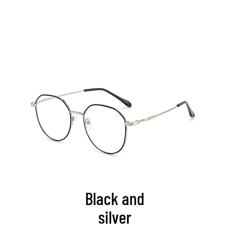 

Многоугольные очки с защитой от синего света: Модные оправы для близорукости для мужчин и женщин, стиль Douyin Plano (Anti-Blue Light) серебряный/чёрный