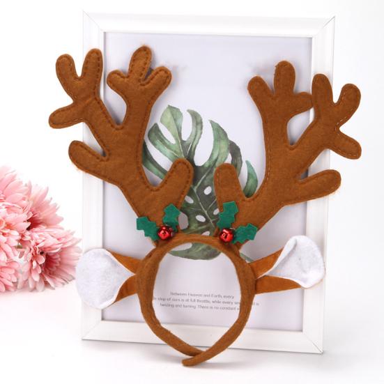 Christmas Headbands Cute Reindeer Antlers Headbands with Bell Christmas Animal Ear Hair Bands for Women Holiday Party Cosplay