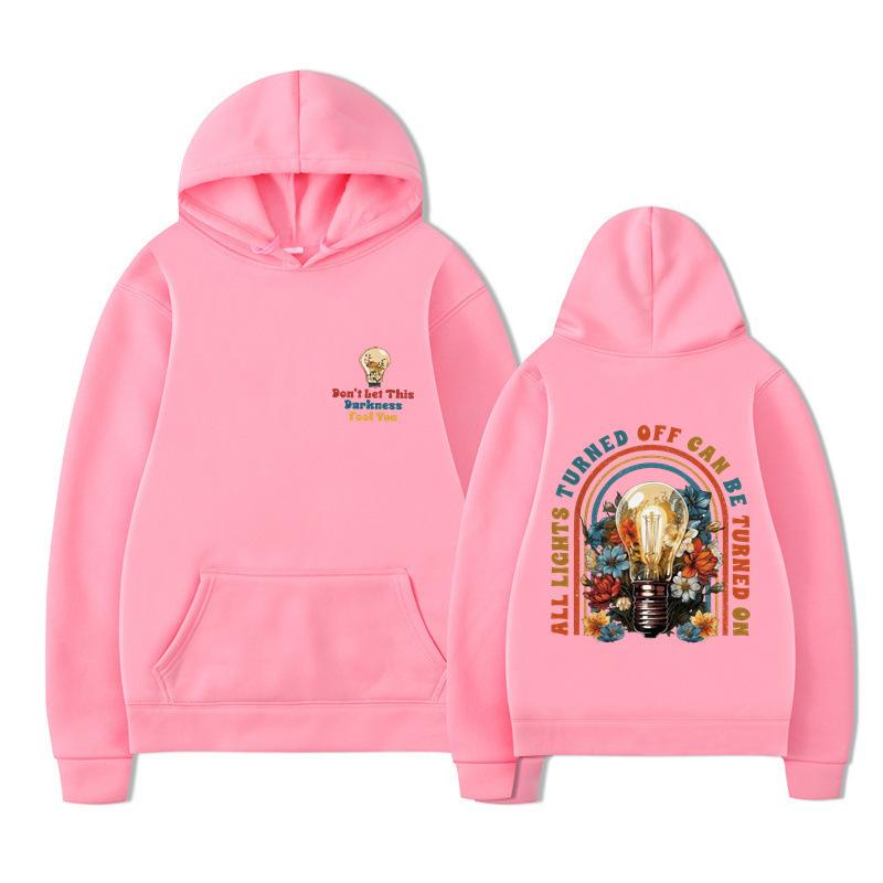 Don't Let This Darkness Fool You Bright Light Bulb Printed Men's Women's Fashion Casual Loose Comfortable Hoodie