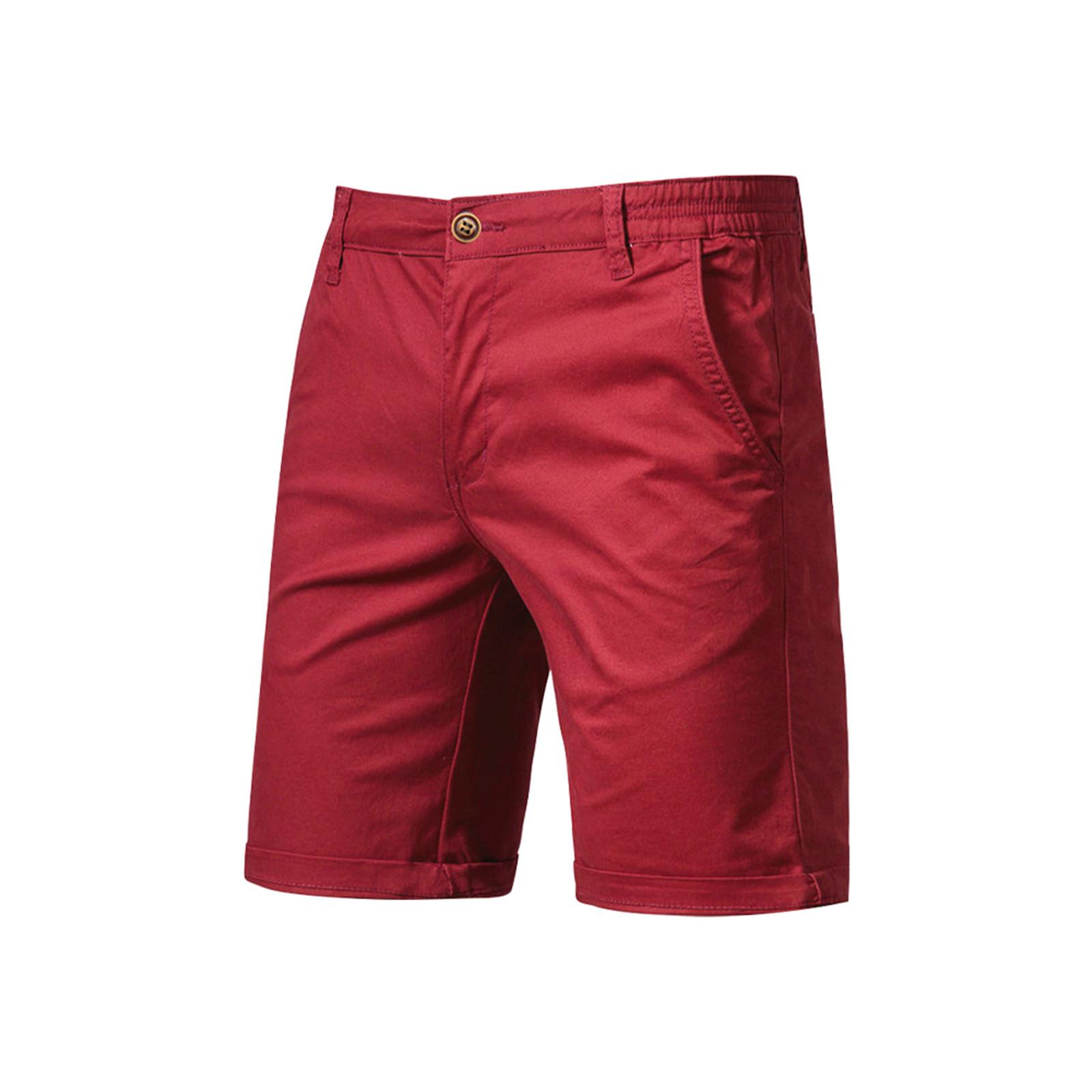 Herren Casual Color Outdoor Pocket Beach Arbeitshose Cargo Shorts Hose L weinrot