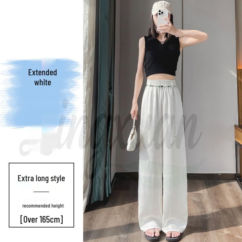 2026 Summer High Waist Jacquard Silk Wide Leg Pants with Sun Protection for Women