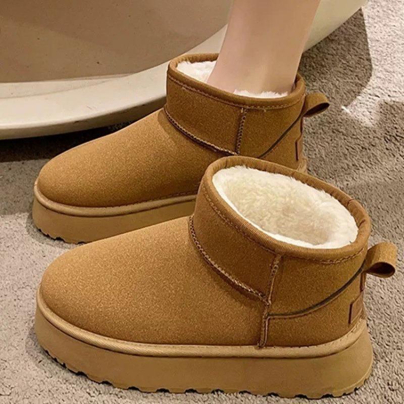 

Водонепроницаемые и нескользящие зимние сапоги на толстой подошве с меховой подкладкой, женские новые зимние бархатные утолщенные большие хлопковые сапоги 36 верблюд
