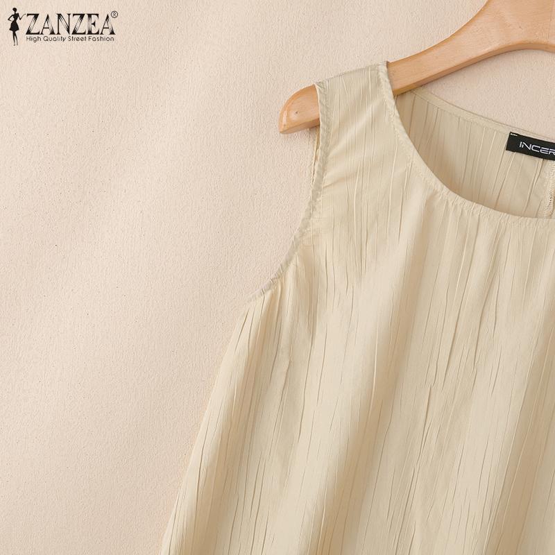ZANZEA Women Casual Round Neck Summer Sleeveless Tank Tops