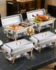 Chafing Dish Buffet Set, 8 Qt 4 Pack, Stainless Steel Chafer with 2 Full Size and 4 Half Size Pans