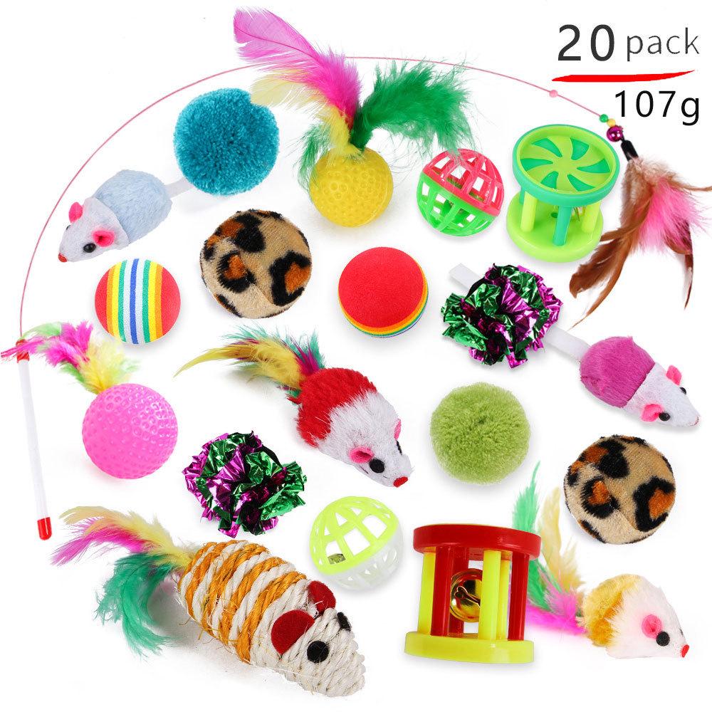Pet Cat Toy Set 21 Pieces Cat Channel Teaser Cat Stick Plush Mouse Combination Toy
