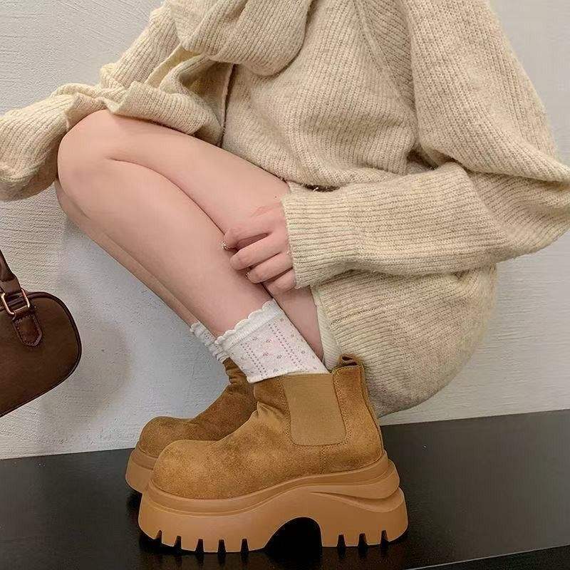 Britischer Frühherbst 2025 Herbst Koreanische Version Plattform Neue Martin Stiefel Erhöhte Plattform Mode Damen Schuhe Vielseitig