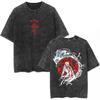 Anime Peripherals Fullmetal Alchemist Graphic Print Tshirt Men Women Vintage Washed Cotton Top Summer New Streetwear