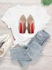 Maycaur New High Heel Wine Glasses Graphic Print T Shirt Women Funny Tshirts Casual White Short Sleeves Tops Tees Feamle Clothes