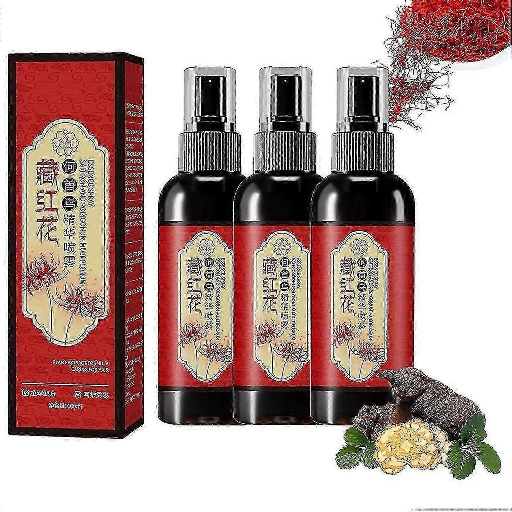 3x Saffron Essence Spray, Herbal Extracts Hair Serum, Saffron And Polygonum Multiflorum Essence Spray, Anti-Lost Strengthen Hair Root, Non-Frizzy
