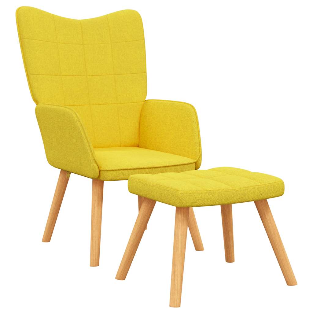 Relax Chair with Footstool Mustard Yellow Fabric