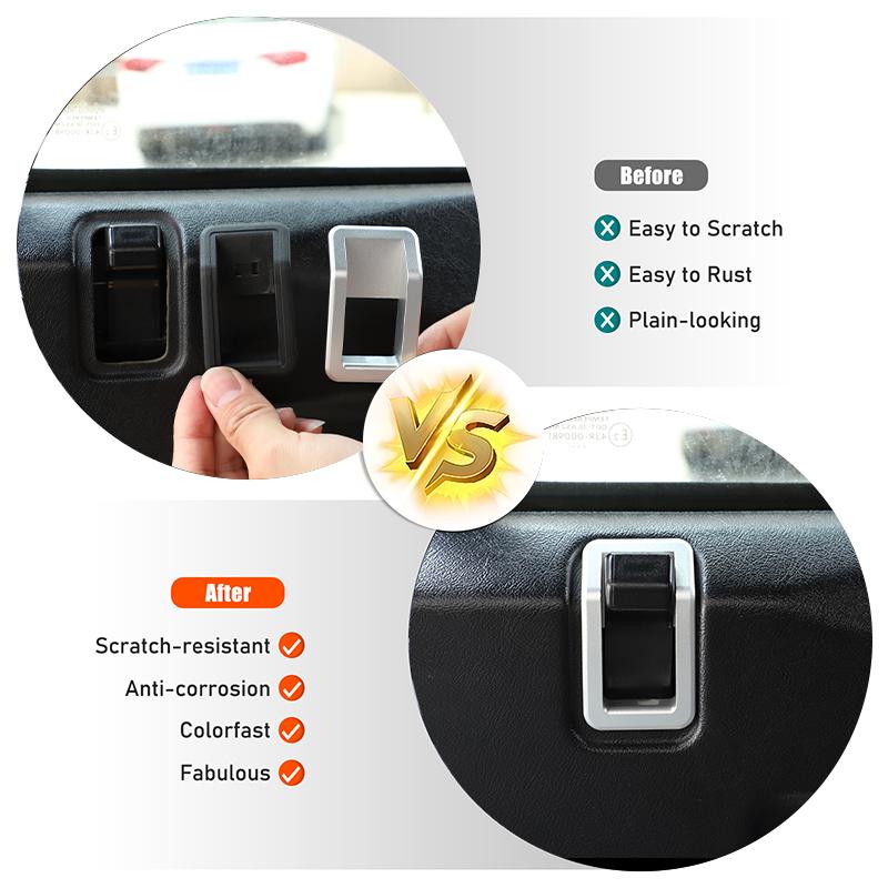 For Land Rover Defender 90 110 130 2004-2019 Aluminum Alloy Car Door Lock Pin Inner Handle Frame Decoration Cover Car Accessory
