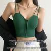 Trendy Zipper Back Tank Top with Chest Pads - Women's Bandeau Bra