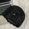 Spring and Summer Handmade Hook Up Knitted Head Hat for Women Thin Breathable Hollow Hat Fashionable Retro Niche Pullover Hat