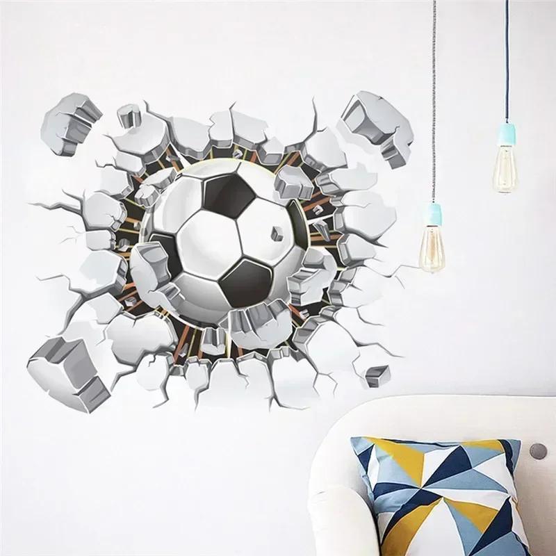 Football Broken Wall Stickers Living Room Children's Bedroom Football Club Removable Stickers