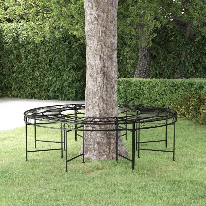 Maison Exclusive - Panchina circolare per albero Ø160 cm Nero Acciaio
