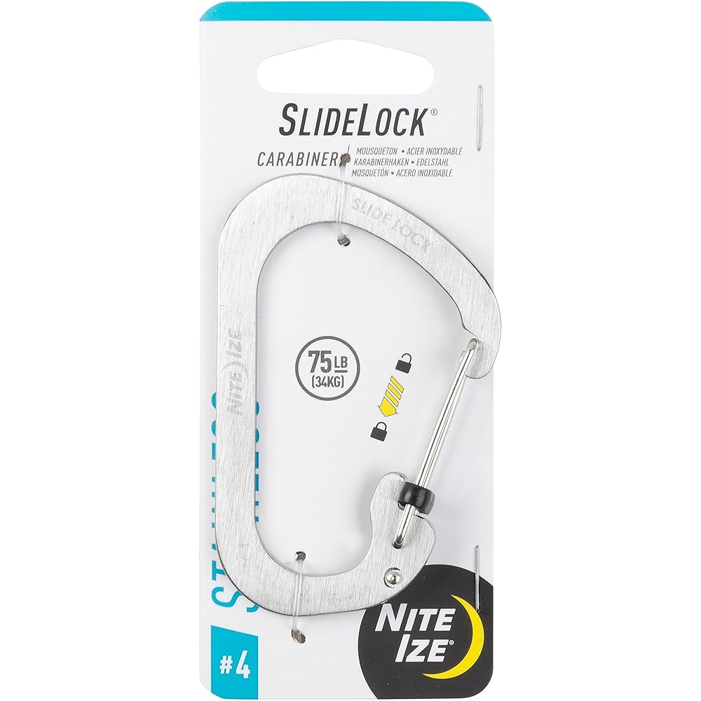 Nite Ize SlideLock Carabiner #4 Silver 4.5cm x 2.5cm Durable Clip Accessory