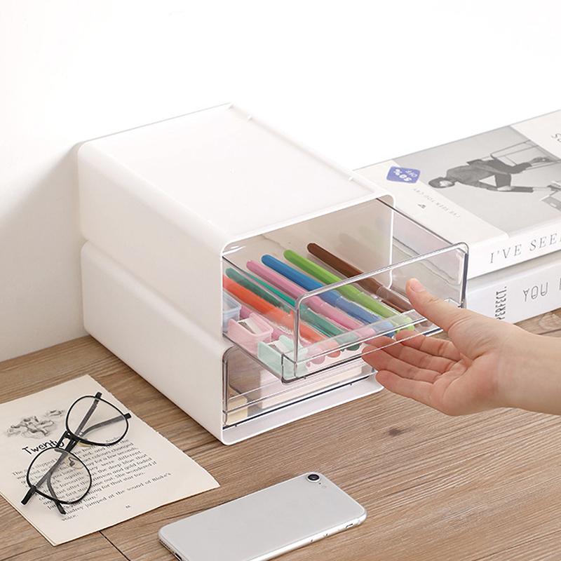 Transparent Desktop Storage Box Drawer Type Office File Storage Box Bedroom Study Stack Combination Portable Storage Cabinet