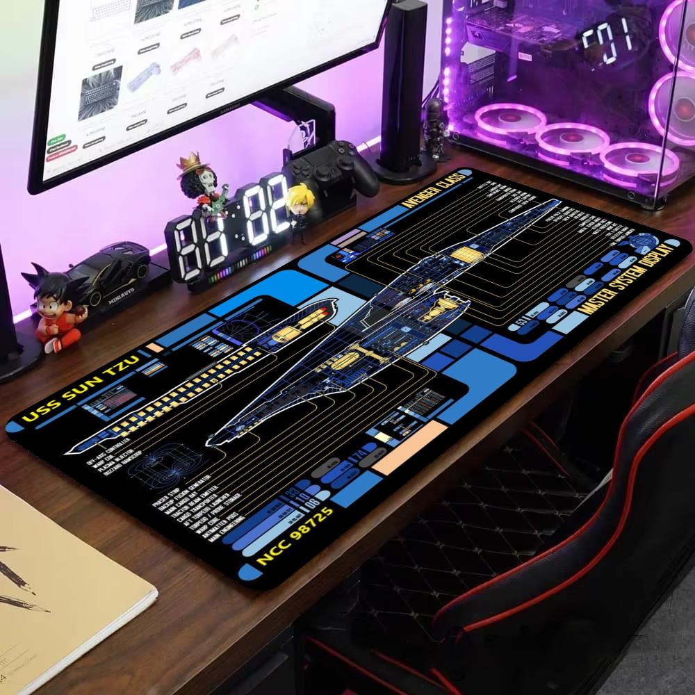 Large Starship Blueprint Pad Desk Pad Mouse Pad Gamer Computer Cabinet Star Trek Game Office Accessories Keyboard Anime Extended