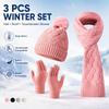 3Pcs/Set Thicken Knit Beanie Snood Set Knitted Touchscreen Gloves  Unisex