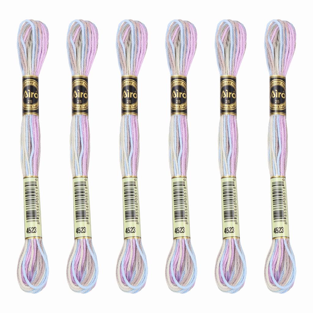 6 Skeins Embroidery Floss, Gradient Colors Polyester Embroidery Threads Bracelets String for Cross-Stitch Hand Embroidery