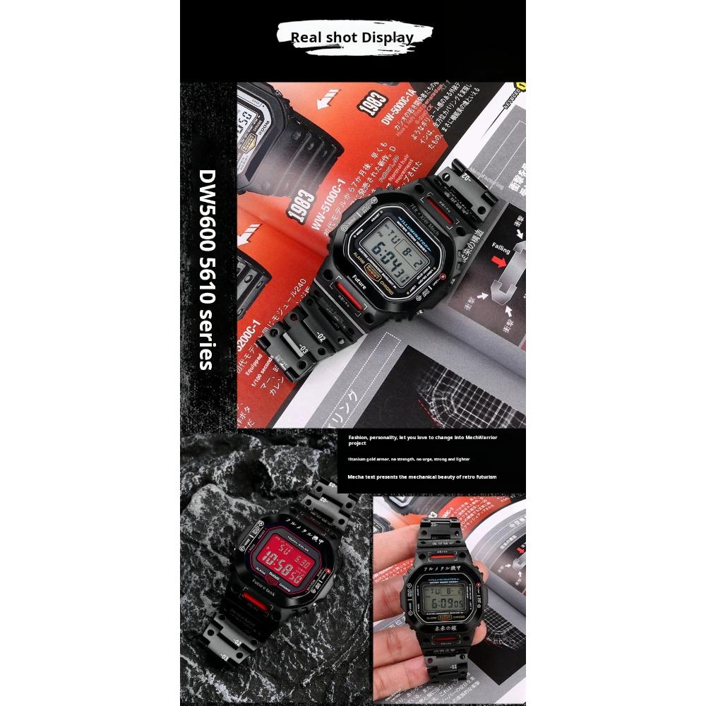 Mod kit DW5600 mecha metal case stainless steel strap For Casio G-SHOCK DW-5600 GW-B5600 GMW-B5000 Men Replaces bezel bracelet