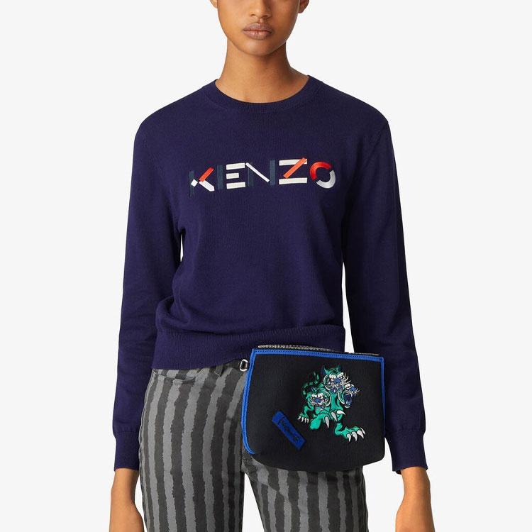 (WMNS) KENZO SS21 Embroidery Logo Swea Blue Women's FB52PU5413LA-76