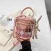 New Bucket Bag Shoulder Bag with Rabbit Pendant for Women