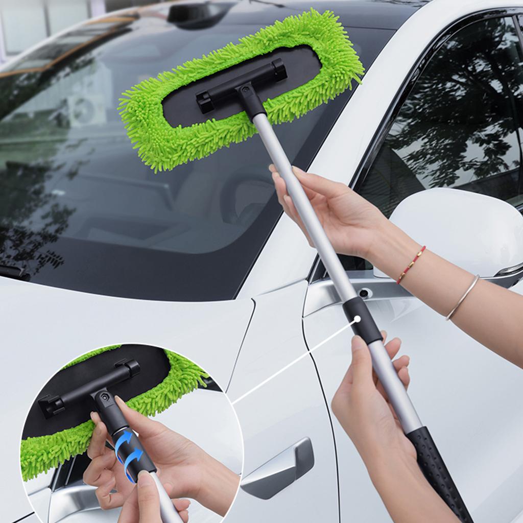 Interior Windshield Cleaning Tool with 180 Degree Rotatable and Extendable Handle Auto Inside Glass Wiper Kit for Cars