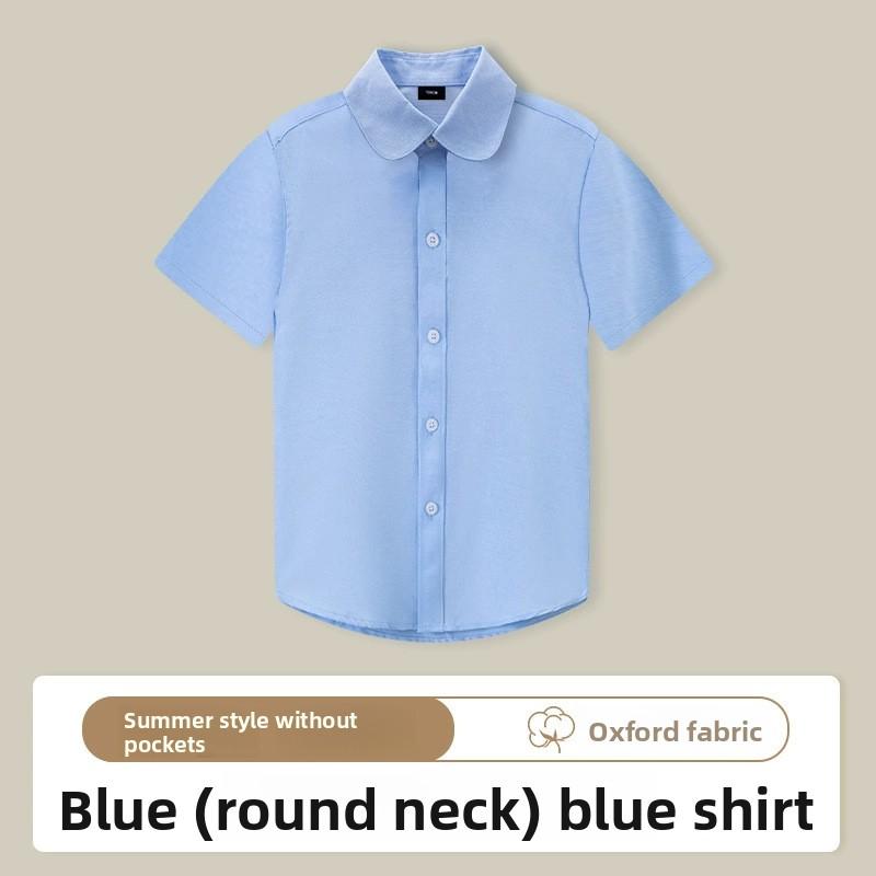 Dětské bavlněné tričko s krátkým rukávem Pohodlné Šetrné k pokožce Jednobarevná vrchní část S plisovaným detailem Pro kluky Dívky Školní uniforma Oblečení na vystoupení