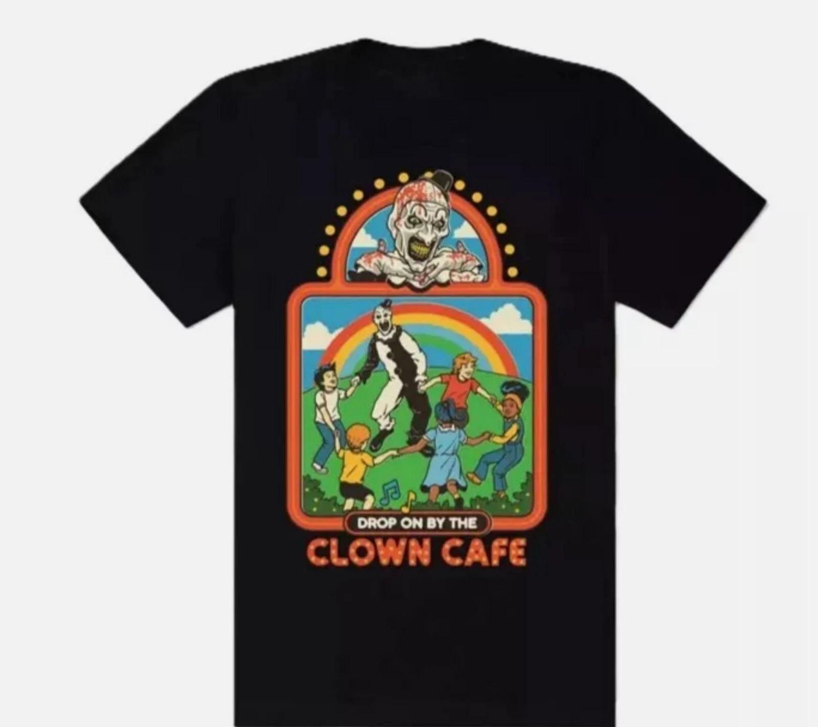 Terrifier Clown Cafe 100% Cotton T-shirt Mens Tees Top, Horror Movie Shirt S