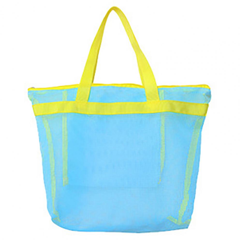 Portable Beach Bag Hollow Mesh Quick Dry Beach Tote Foldable Mesh Swimming Bag For Children Beach Toy Baskets Storage Bag
