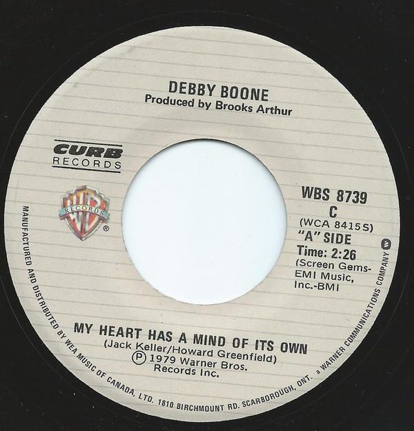 

7inch Record DEBBY BOONE - My Heart Has A Mind Of Its Own WBS8739 Warner Bros. Re 1979 Canada Pop Used