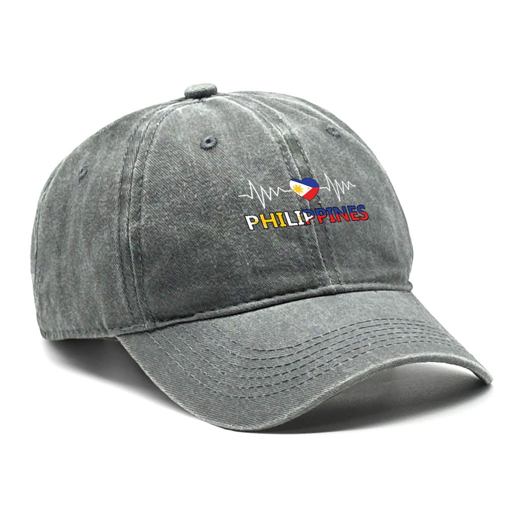 Heart-shaped Flag of Philippines Washed Cotton Snapback Baseball Caps Man's Cap Sporting Adjustable Baseball Hat