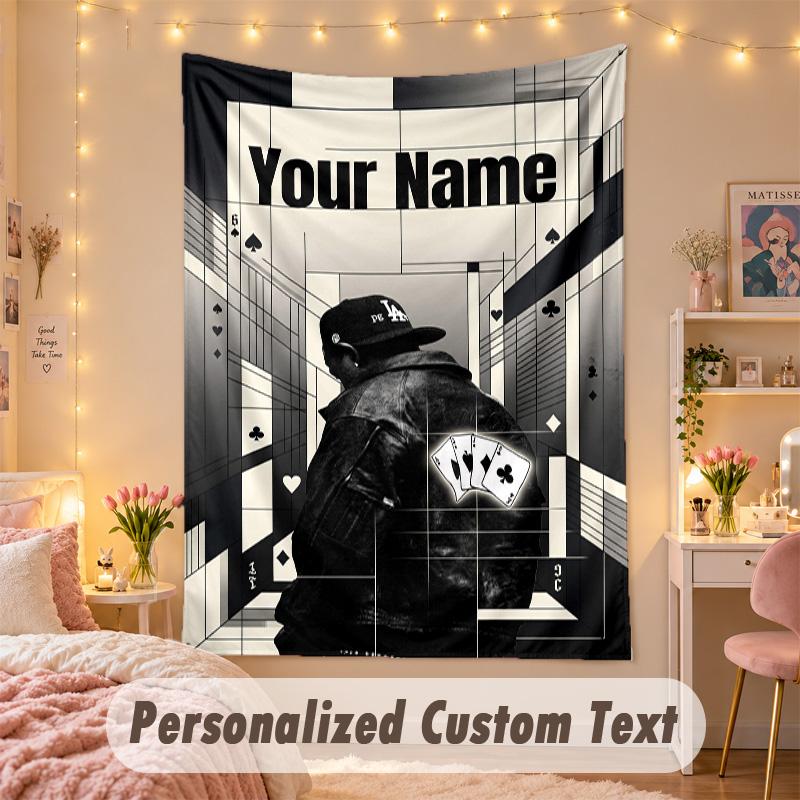 Custom Personalized Tapestry,Kendrick Lamar Print Custom Name Text Wall Art Hanging for Bedroom