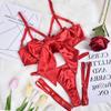 Elegant European & American Bow Hollow-Out Lingerie 3-Piece Underwire Set