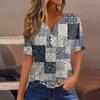 T-shirt da Donna Maglietta Stampata Bottoni Manica Corta Tunica Moda Quotidiana Weekend Base Scollo a V Top Regolare