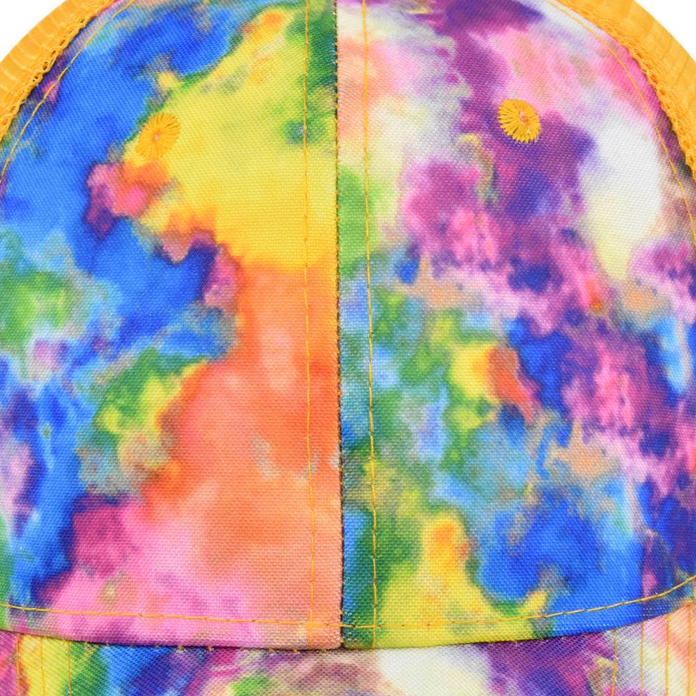 Summer Mesh Cap Tie Dye Baseball Cap 3D Embroidery Duckbill Cap Mesh Baseball Cap Sunshade Cap Mesh Cap