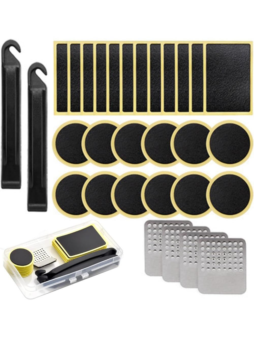 30PCSSelf-Adhesive Repair Tyre Patch  Bicycle Punch Repair Kit, Motorcycle & Bicycle Metal Tire Punch Repair Patches Tire Lever