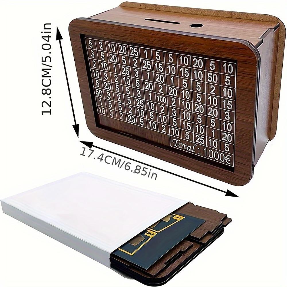 Pușculiță din lemn cu formă de dolar și euro, cutie de bani reutilizabilă, cu obiective de economisire și cutii cu numere