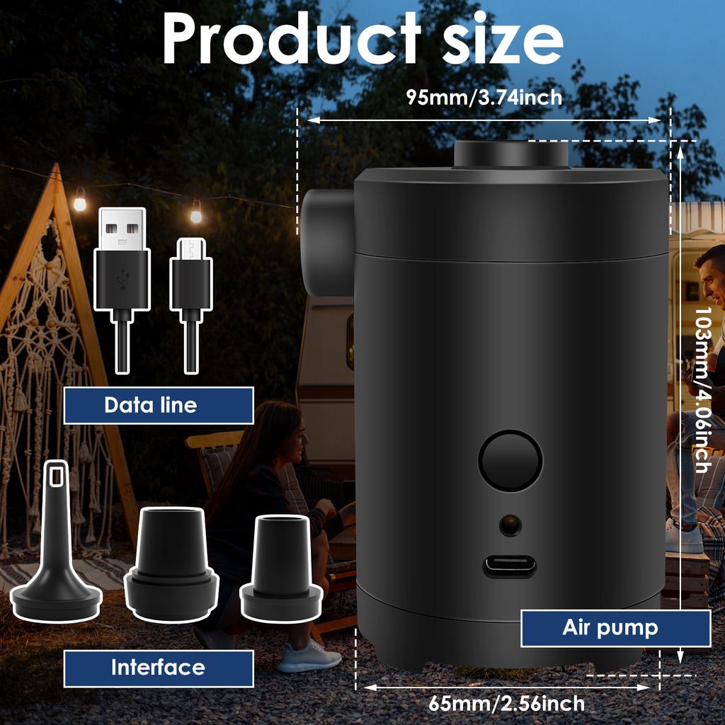 Electric Air Pump Inflator Portable Air Compressor For Outdoor Camping PVC Boat Mattress Inflatable Pool Raft Tyre Balls