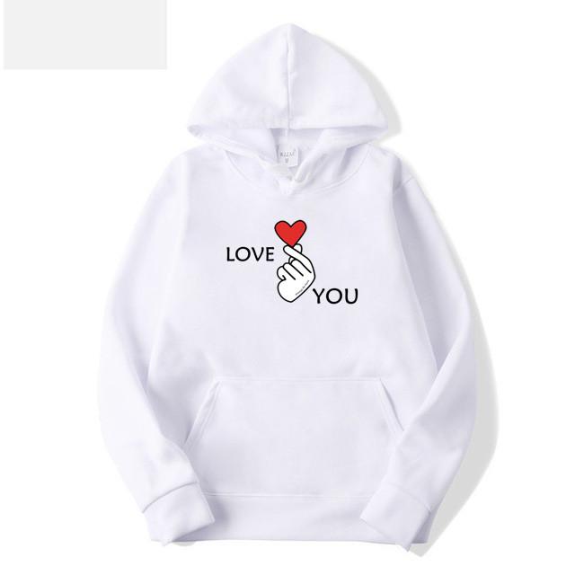 I Love You Letter Printed Hoodie Fashion Men's and Women's Sweater Brushed Super Large Couple Street Hoodie