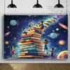 2D flat banner, 1 piece, 2D Party Background Banner - Knowledge Staircase Education Decoration
